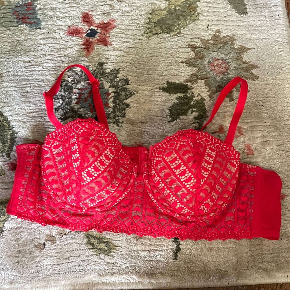 Red Bra with a Heart print